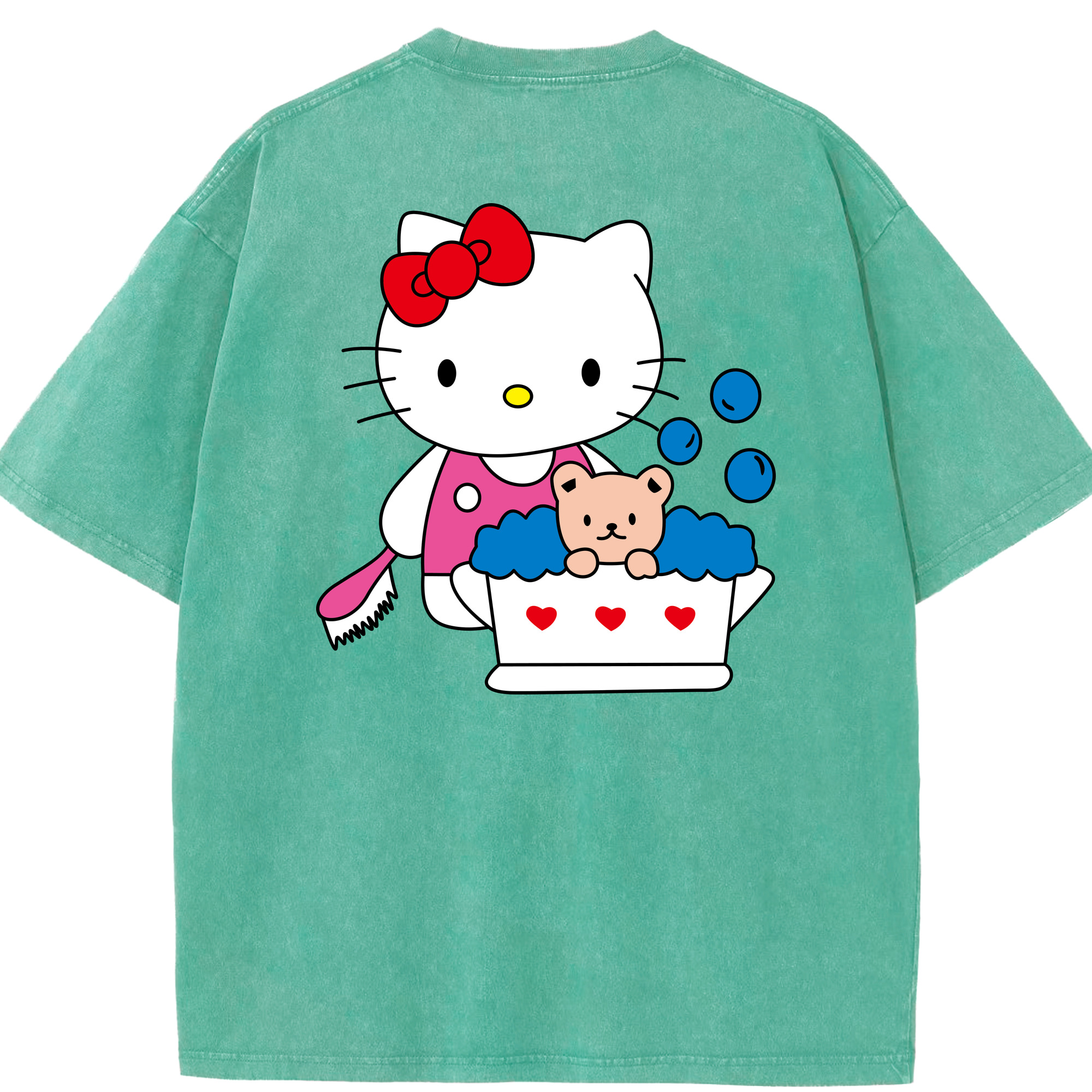 （画像用） Hello Kitty ハローキティ 綿100% ヴィンテージ風 半袖Tシャツ（背面プリント）